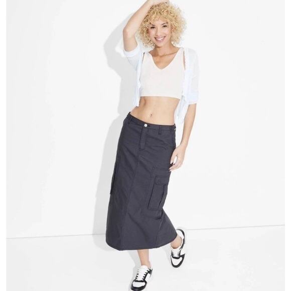 Wild Fable Cargo Maxi Skirt - Dark Gray-Women’s XS NWT - Picture 1 of 6